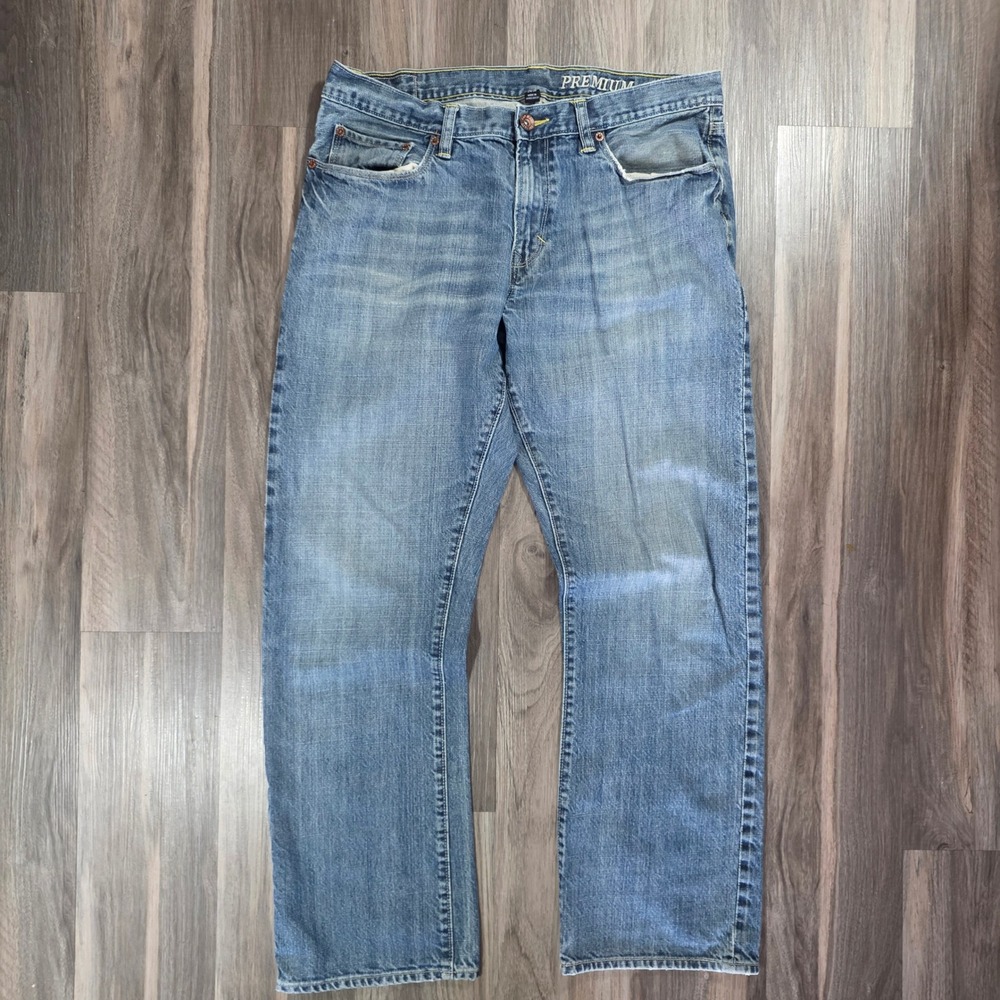 Gap Premium Straight Fit Mens Jeans Light Wash Denim‎ 34x32 Blue Classic Casual